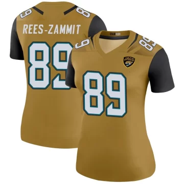 Women's Jacksonville Jaguars ＃89 Louis Rees-Zammit Gold Legend Color Rush Bold Jersey