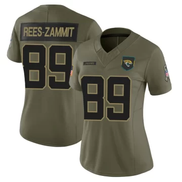 Women's Jacksonville Jaguars ＃89 Louis Rees-Zammit Olive Limited 2025 Salute to Service Jersey