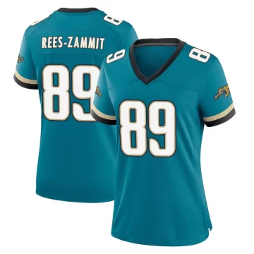 Women's Jacksonville Jaguars ＃89 Louis Rees-Zammit Teal Game Prowler Throwback Jersey