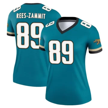 Women's Jacksonville Jaguars ＃89 Louis Rees-Zammit Teal Legend Prowler Throwback Jersey