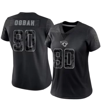 Women's Jacksonville Jaguars ＃90 Emmanuel Ogbah Black Limited Reflective Jersey