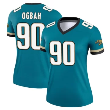 Women's Jacksonville Jaguars ＃90 Emmanuel Ogbah Teal Legend Prowler Throwback Jersey