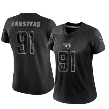 Women's Jacksonville Jaguars ＃91 Arik Armstead Black Limited Reflective Jersey