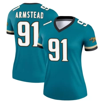 Women's Jacksonville Jaguars ＃91 Arik Armstead Teal Legend Prowler Throwback Jersey