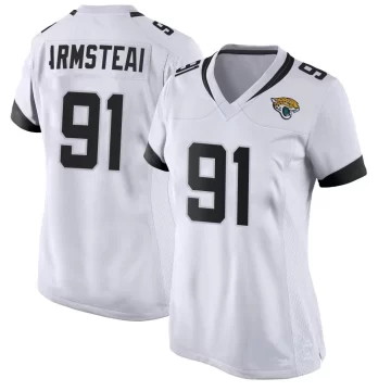 Women's Jacksonville Jaguars ＃91 Arik Armstead White Game Jersey