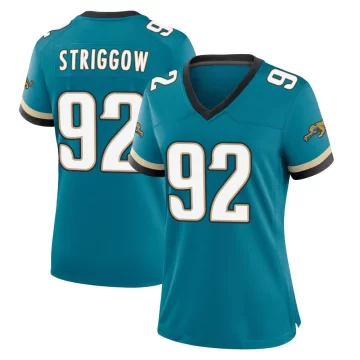 Women's Jacksonville Jaguars ＃92 Danny Striggow Teal Game Prowler Throwback Jersey