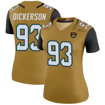 Women's Jacksonville Jaguars ＃93 Matt Dickerson Gold Legend Color Rush Bold Jersey