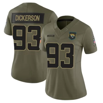 Women's Jacksonville Jaguars ＃93 Matt Dickerson Olive Limited 2025 Salute to Service Jersey