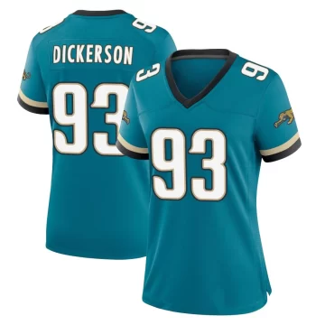 Women's Jacksonville Jaguars ＃93 Matt Dickerson Teal Game Prowler Throwback Jersey