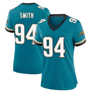 Women's Jacksonville Jaguars ＃94 Maason Smith Teal Game Prowler Throwback Jersey