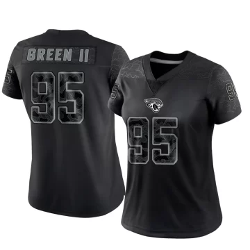Women's Jacksonville Jaguars ＃95 B.J. Green II Black Limited Reflective Jersey