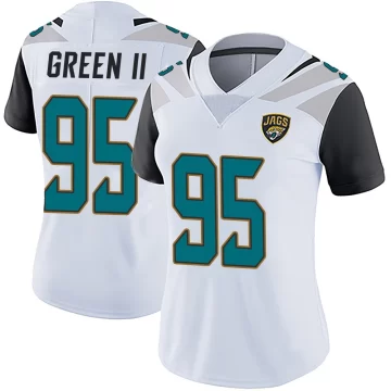 Women's Jacksonville Jaguars ＃95 B.J. Green II White Limited Vapor Untouchable Jersey