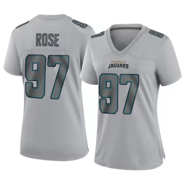Women's Jacksonville Jaguars ＃97 Keivie Rose Gray Game Atmosphere Fashion Jersey