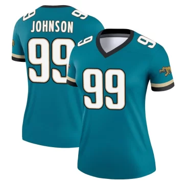 Women's Jacksonville Jaguars ＃99 Austin Johnson Teal Legend Prowler Throwback Jersey