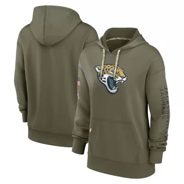 Women's Jacksonville Jaguars Olive 2022 Salute to Service Performance Pullover Hoodie