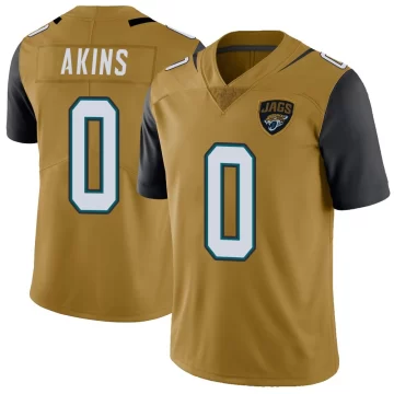 Youth Jacksonville Jaguars ＃0 Jordan Akins Gold Limited Color Rush Vapor Untouchable Jersey