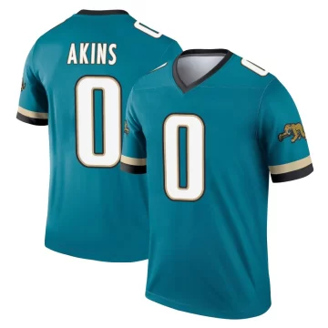 Youth Jacksonville Jaguars ＃0 Jordan Akins Teal Legend Prowler Throwback Jersey
