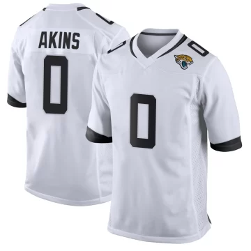 Youth Jacksonville Jaguars ＃0 Jordan Akins White Game Jersey