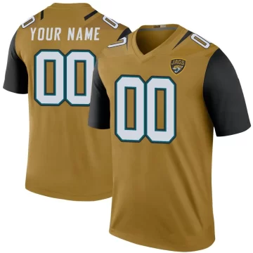 Youth Jacksonville Jaguars ＃00 Custom Gold Legend Color Rush Bold Jersey