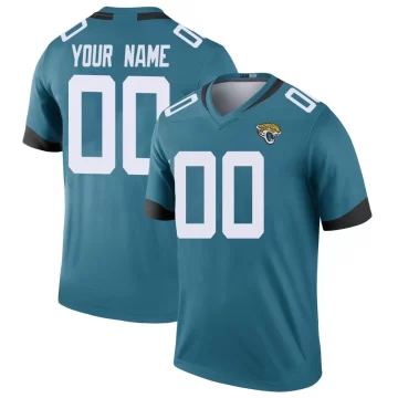 Youth Jacksonville Jaguars ＃00 Custom Teal Legend Color Rush Jersey