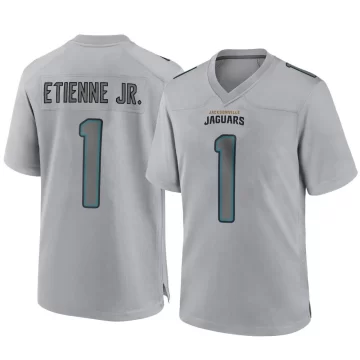 Youth Jacksonville Jaguars ＃1 Travis Etienne Jr. Gray Game Atmosphere Fashion Jersey