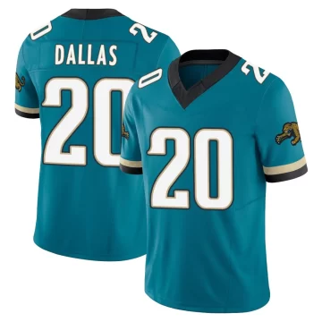 Youth Jacksonville Jaguars ＃20 DeeJay Dallas Teal Limited Prowler Throwback Vapor F.U.S.E. Jersey