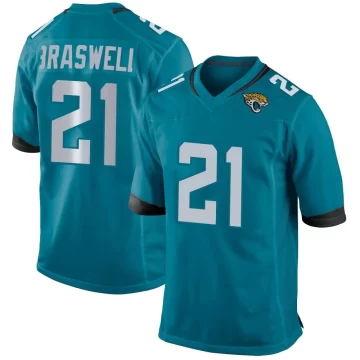 Youth Jacksonville Jaguars ＃21 Christian Braswell Teal Game Jersey