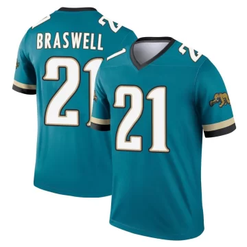 Youth Jacksonville Jaguars ＃21 Christian Braswell Teal Legend Prowler Throwback Jersey