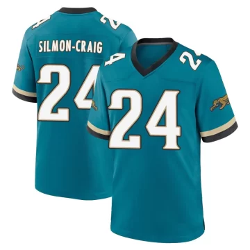 Youth Jacksonville Jaguars ＃24 Cam'Ron Silmon-Craig Teal Game Prowler Throwback Jersey