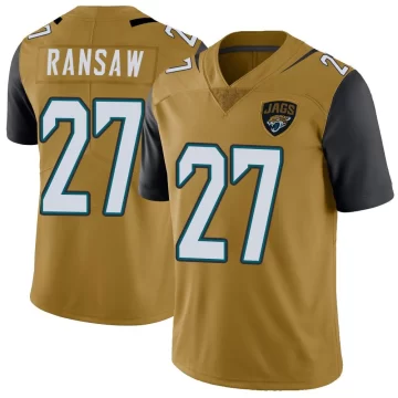 Youth Jacksonville Jaguars ＃27 Caleb Ransaw Gold Limited Color Rush Vapor Untouchable Jersey