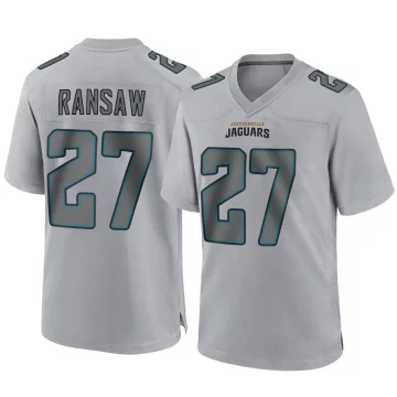 Youth Jacksonville Jaguars ＃27 Caleb Ransaw Gray Game Atmosphere Fashion Jersey