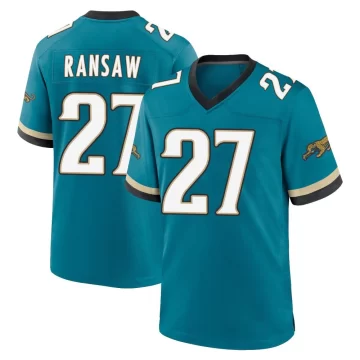 Youth Jacksonville Jaguars ＃27 Caleb Ransaw Teal Game Prowler Throwback Jersey