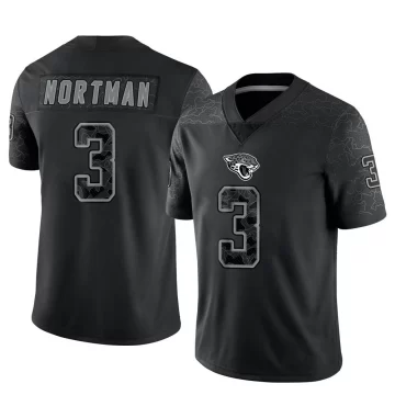 Youth Jacksonville Jaguars ＃3 Brad Nortman Black Limited Reflective Jersey