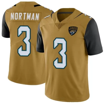 Youth Jacksonville Jaguars ＃3 Brad Nortman Gold Limited Color Rush Vapor Untouchable Jersey