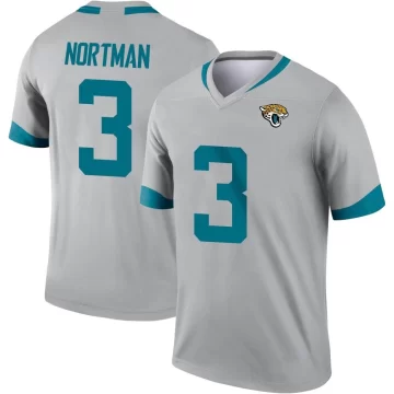 Youth Jacksonville Jaguars ＃3 Brad Nortman Legend Silver Inverted Jersey