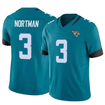 Youth Jacksonville Jaguars ＃3 Brad Nortman Teal Limited Vapor F.U.S.E. Jersey