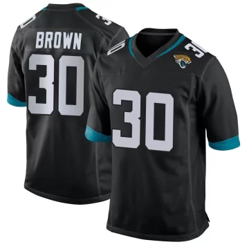 Youth Jacksonville Jaguars ＃30 Montaric Brown Black Game Jersey