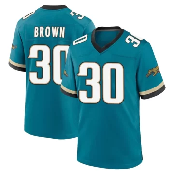 Youth Jacksonville Jaguars ＃30 Montaric Brown Teal Game Prowler Throwback Jersey