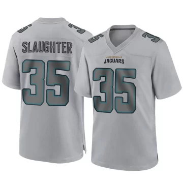 Youth Jacksonville Jaguars ＃35 Doneiko Slaughter Gray Game Atmosphere Fashion Jersey