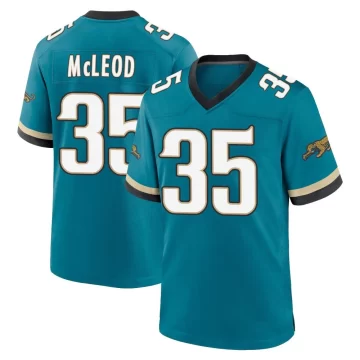 Youth Jacksonville Jaguars ＃35 Jalen McLeod Teal Game Prowler Throwback Jersey