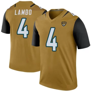 Youth Jacksonville Jaguars ＃4 Josh Lambo Gold Legend Color Rush Bold Jersey