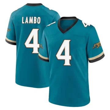 Youth Jacksonville Jaguars ＃4 Josh Lambo Teal Game Prowler Throwback Jersey