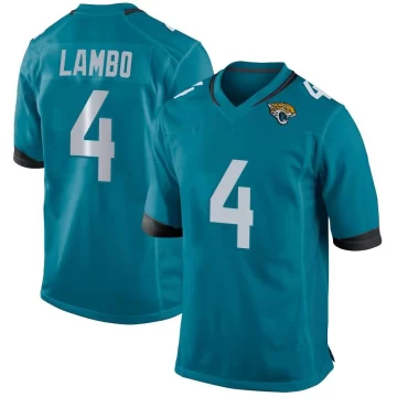 Youth Jacksonville Jaguars ＃4 Josh Lambo Teal Game Team Color Jersey