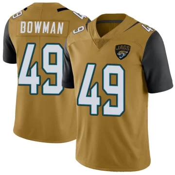 Youth Jacksonville Jaguars ＃49 Shawn Bowman Gold Limited Color Rush Vapor Untouchable Jersey