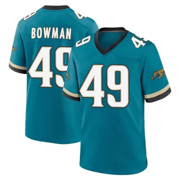 Youth Jacksonville Jaguars ＃49 Shawn Bowman Teal Game Prowler Throwback Jersey