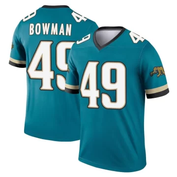 Youth Jacksonville Jaguars ＃49 Shawn Bowman Teal Legend Prowler Throwback Jersey