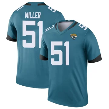 Youth Jacksonville Jaguars ＃51 Ventrell Miller Teal Legend Color Rush Jersey