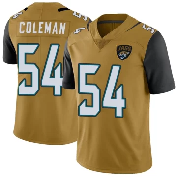 Youth Jacksonville Jaguars ＃54 DJ Coleman Gold Limited Color Rush Vapor Untouchable Jersey