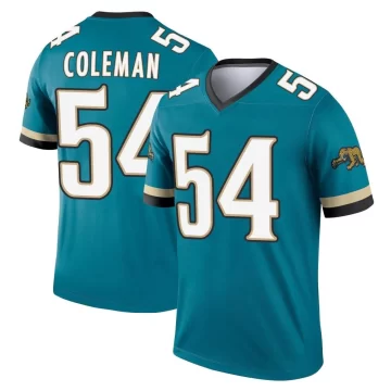 Youth Jacksonville Jaguars ＃54 DJ Coleman Teal Legend Prowler Throwback Jersey