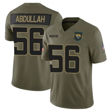 Youth Jacksonville Jaguars ＃56 Yasir Abdullah Olive Limited 2025 Salute to Service Jersey